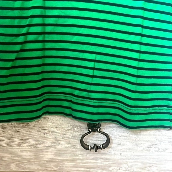 Chaps Green and blue Striped Tee with Shoulder Buttons - Picture 5 of 8